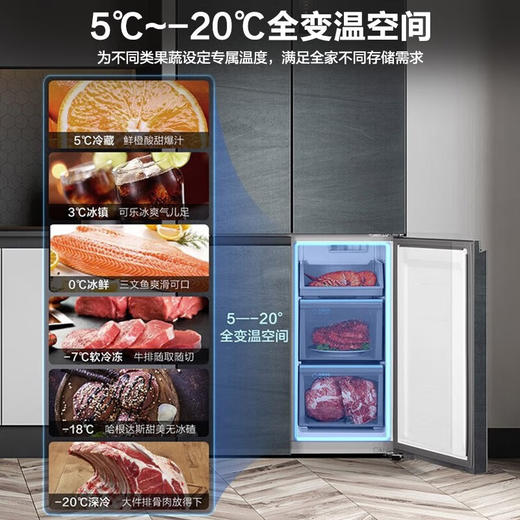 海尔（Haier）冰箱十字对开门银河灰全空间保鲜科技冷冻智能恒温全变温空间一级变频电冰箱BCD-513WGHTD19DYU1 商品图5