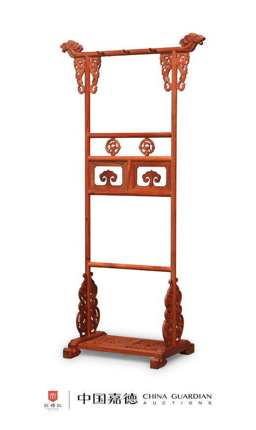 红桥红  家具严选  缅甸花梨（大果紫檀）【89清式螭龙 衣帽架】 商品图0