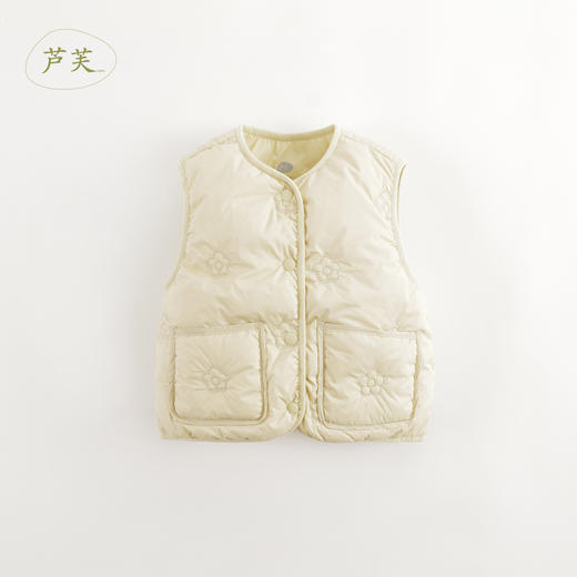 【马克珍妮 芦芙】秋冬新款 女童甜美花朵绗缝轻薄羽绒背心232026 商品图2