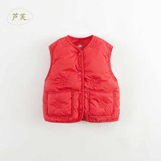 【马克珍妮 芦芙】秋冬新款 女童甜美花朵绗缝轻薄羽绒背心232026 商品图0