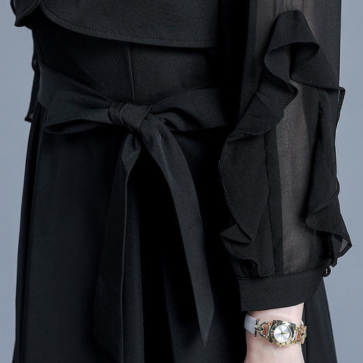 系带修身时尚连衣裙，娃娃领长袖气质A字裙QYM-DFN-A3010-L 商品图3