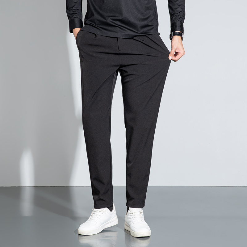半身缘男裤 秋季半松紧腰微弹四面弹宽松版商务休闲裤333