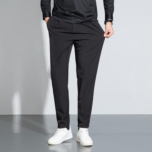 半身缘男裤 秋季半松紧腰微弹四面弹宽松版商务休闲裤333 商品图0