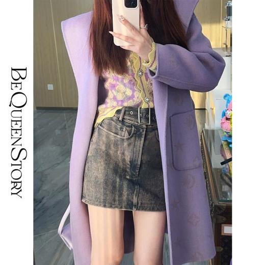 BeQueenStory【胶卷记忆】复古做旧牛皮酷辣包臀裙时尚修身百搭短裙 商品图3