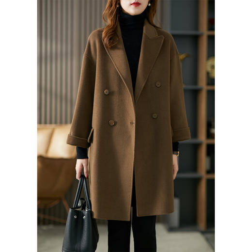 【秋季新款】秋冬季羊毛双面羊绒呢子大衣女中长款2023新款英伦风毛呢外套 商品图3