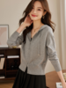 【专属特惠】熙世界拉链针织开衫女外搭2025秋新款女装小个子短款连帽毛衣外套 商品缩略图2