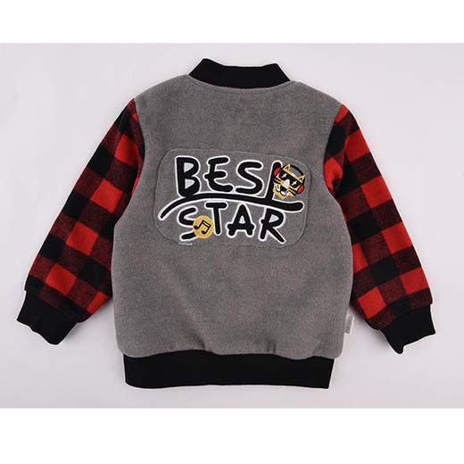 棉果果春秋季男童呢子棒球服外套 M312100419510 商品图3