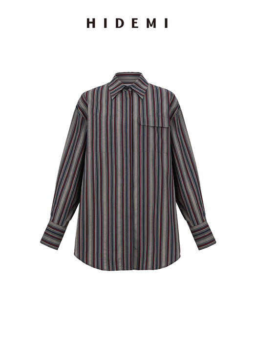 HIDEMI 色织条纹极简口袋廓形衬衫 商品图14
