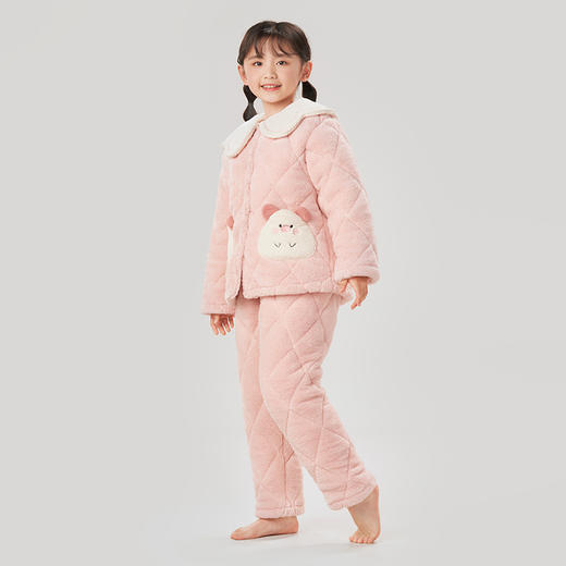 都市丽人眯雅佳米粒绒夹棉童装加厚款长袖长裤类家居服套装JH31A9 商品图2