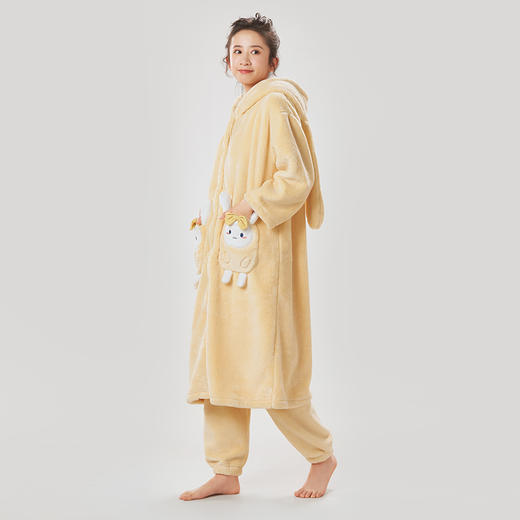 都市丽人生活家居女士睡衣暖肤绒法兰绒厚款长袖长裤类家居服套装LH37A6 商品图2