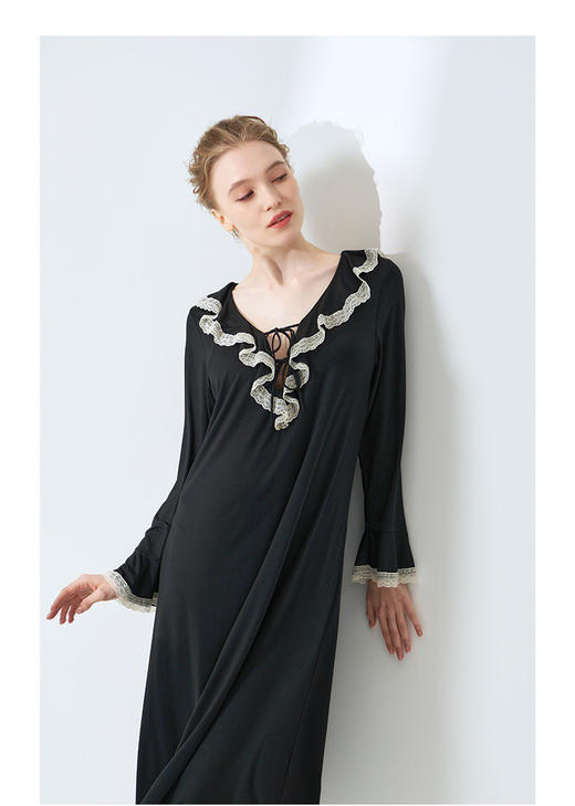 【9月14日上午11:00 兰精莫代尔睡裙 秒杀】法式宫廷 奥地利进口兰精莫代尔 居家传统 睡衣裙 商品图3