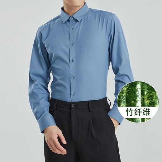 【竹纤维】【DDP】大依优型大码长袖衬衫免熨烫多色加肥加大码休闲商务上衣男士Y 商品图6