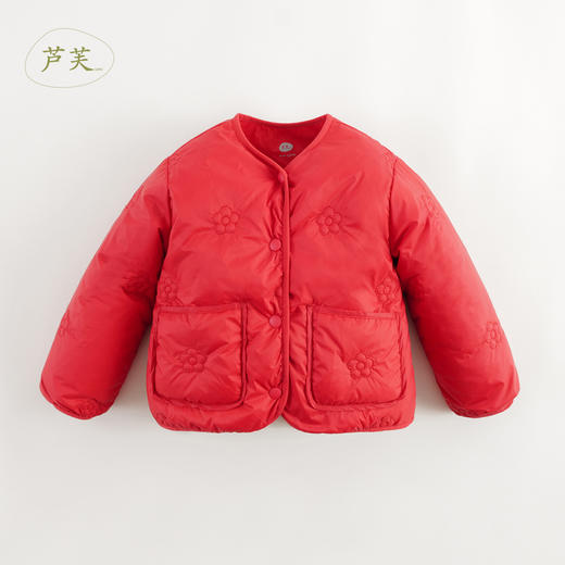 【马克珍妮 芦芙】秋冬新款 女童甜美花朵绗缝轻薄羽绒服232025 商品图0