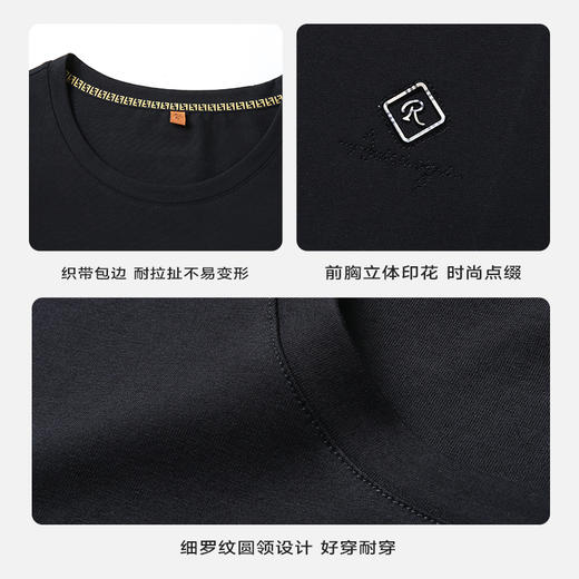 纯棉【DWP】大依优型大码长袖T恤圆领男装加肥加大体恤大号上衣胖子打底衫 商品图3