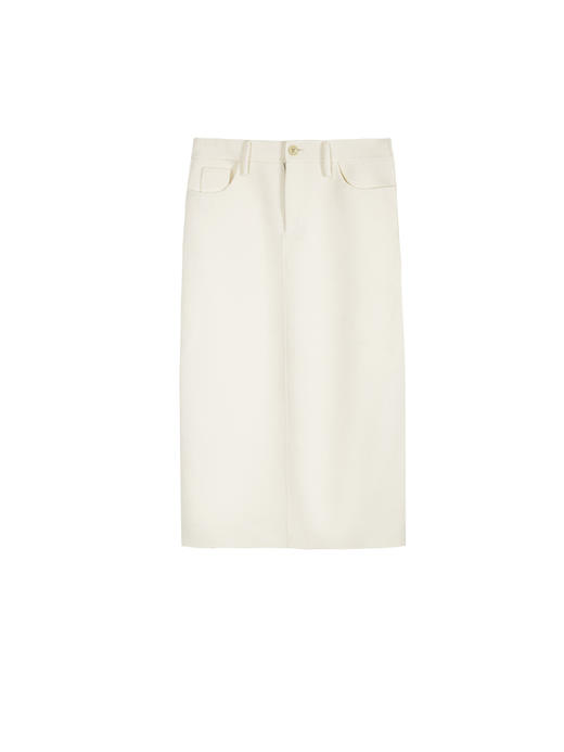 Self Who白色羊毛双面呢半身裙女秋冬高级感小个子高腰显瘦直筒裙 商品图3