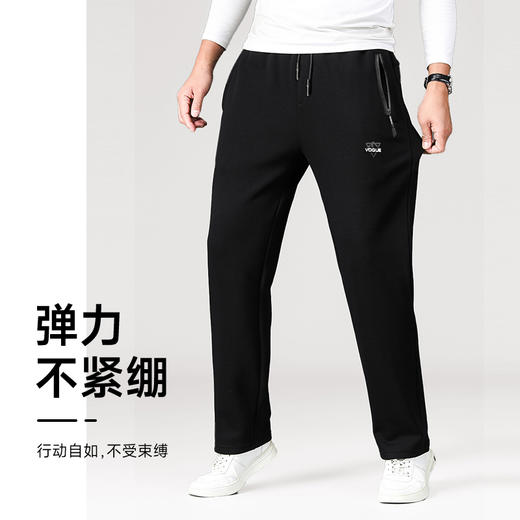 【新款DK】大依优型大码加绒直口束口休闲裤松紧腰加肥加大宽松舒适运动裤男装裤子长裤 商品图2