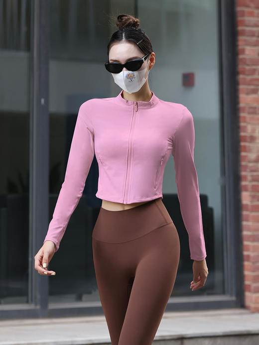 瑜伽健身服女普拉提紧身短款拉链健身衣休闲跑步运动外套 商品图0
