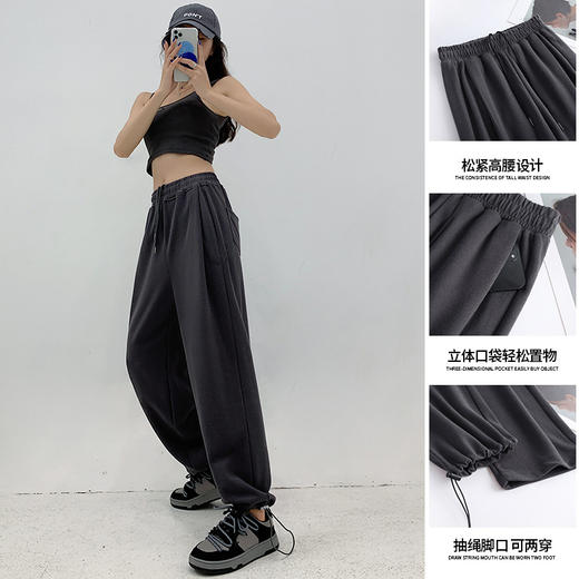 【潮流ins的不二之选！】美式灰色运动裤女春秋季高腰宽松直筒休闲卫裤小个子阔腿裤潮ins lmzb 商品图3