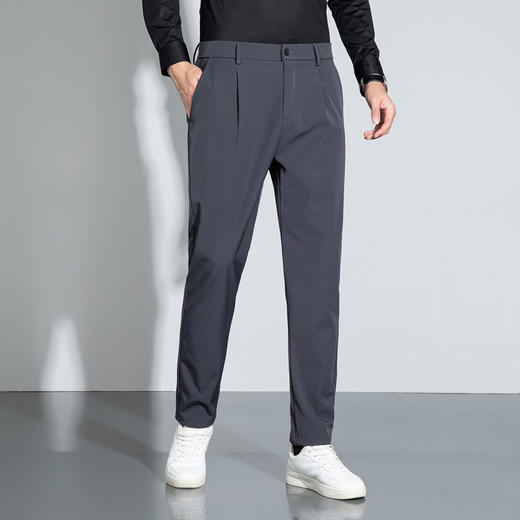 半身缘男裤 秋季半松紧腰微弹四面弹宽松版商务休闲裤333 商品图1