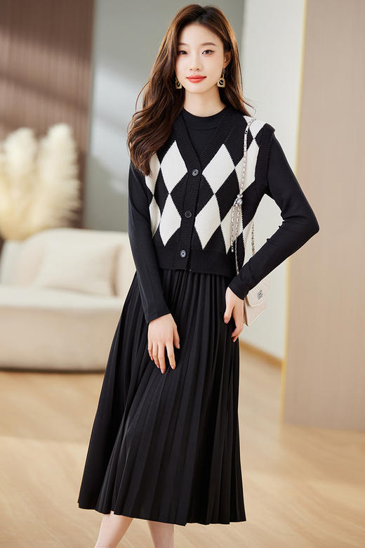 时尚气质两件套，毛衣马甲连衣裙HR-XMYR2376 商品图5