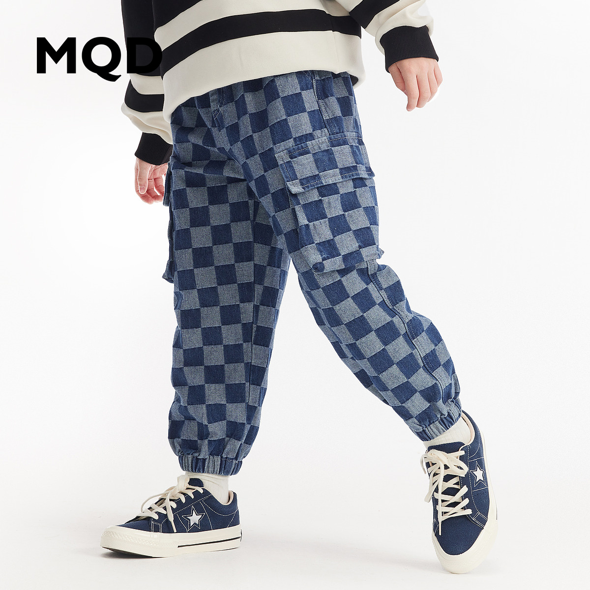 【秒3】【MQD】童装春季新款男童牛仔裤宽松休闲柔软提花廓形儿童束脚裤子