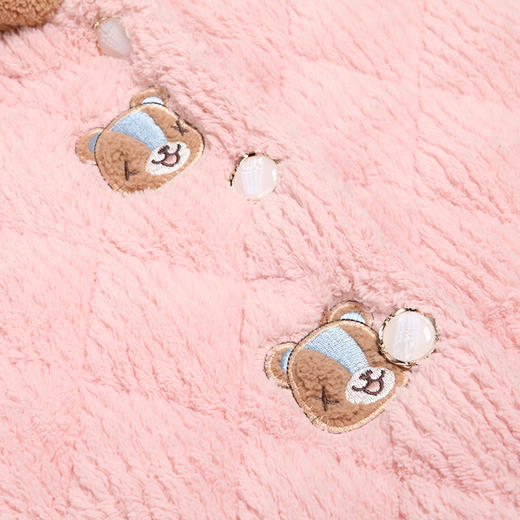 都市丽人舒适外出女士睡衣北极绒提花夹棉加厚款长袖长裤类家居服套装LH31L6 商品图5