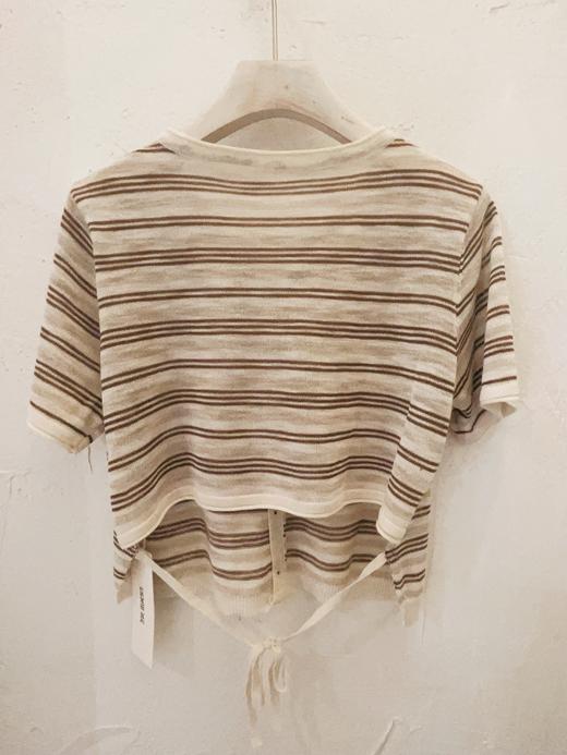 【门店同款】秋季后绑带条纹针织上衣 153750128 商品图1