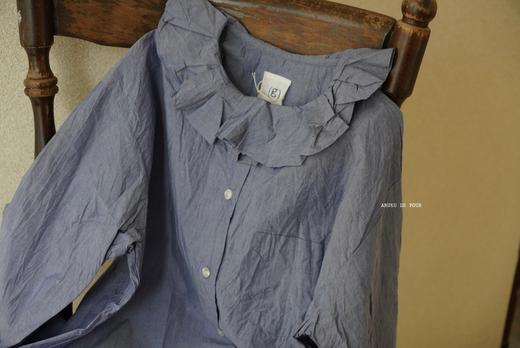 （g）荷叶领长袖肌理感衬衫 商品图4