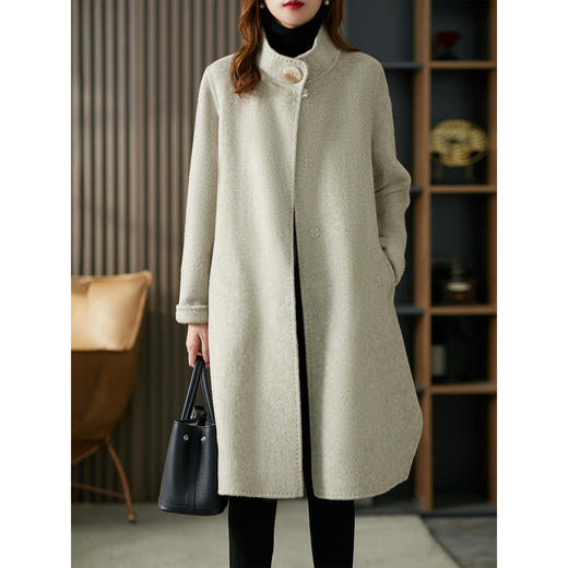 【部分现货】立领羊毛呢大衣女中长款秋冬季2023新款呢子外套韩版外搭上衣 商品图0