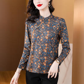 复古中国风，修身显瘦保暖碎花T恤KQL-B08N8212