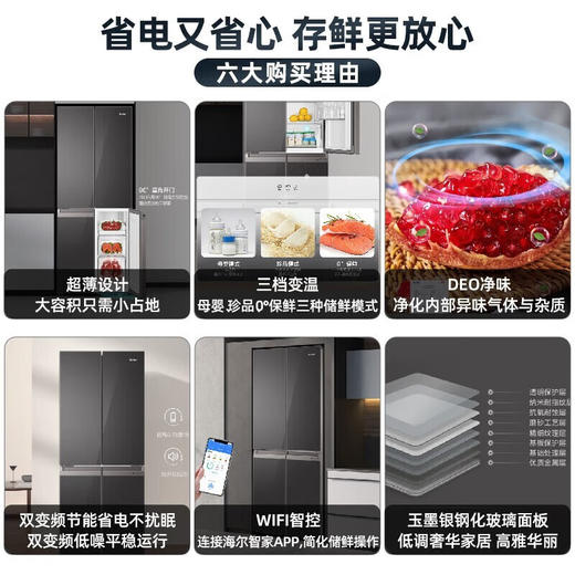 【下单前咨询地址库存】海尔（Haier）406升 一级能效双变频十字双开四开多门家用冰箱超薄BCD-406WLHTDEDSLU1大容量406升级款 商品图1