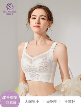 大胸显小，全罩杯，无钢托，轻罗紫衣调整型文胸