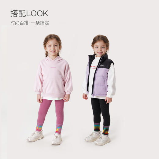 马克珍妮冬装新款 女童时尚彩虹条纹加绒保暖打底裤 232031 商品图3