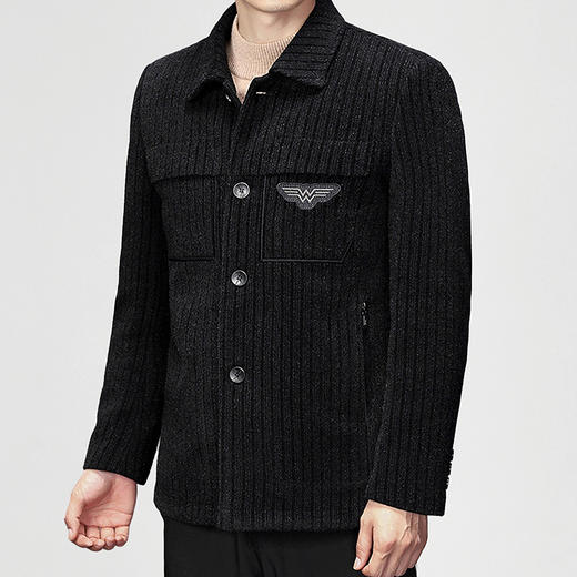 【圈】雪尼尔【新款DLC】大依优型大码加棉加厚雪尼尔夹克外套翻领男加肥加大商务休闲上衣男士绅士胖子男装 商品图3