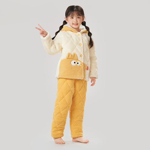 都市丽人眯雅佳米粒绒夹棉童装加厚款长袖长裤类家居服套装JH31A8 商品图2