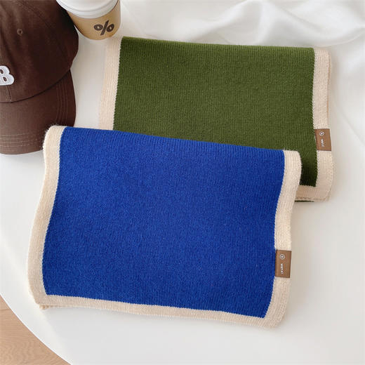 【小香边框围巾】秋冬新款仿羊绒围巾  百搭防寒围脖   户外旅行保暖  简约纯色围巾 商品图2