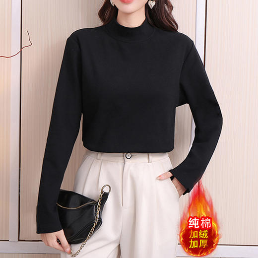 【热卖爆款，不容错过！】韩国东大门半高领打底衫女加绒加厚秋冬高品质修身长袖T恤女上衣lmzb 商品图6