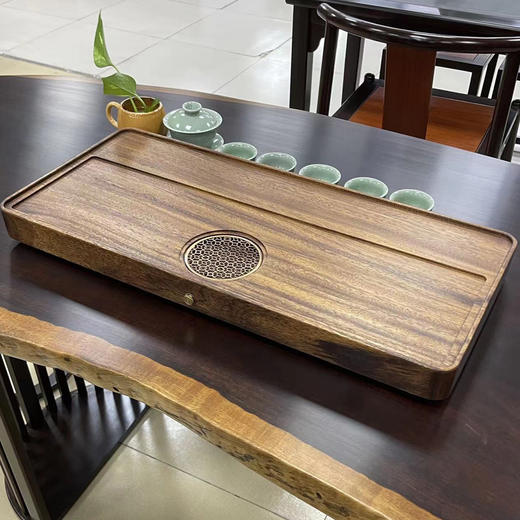 龙福-胡桃木芳华茶盘家用整块原实木中式现代排水式茶台(约73*29*4.5cm) 商品图1