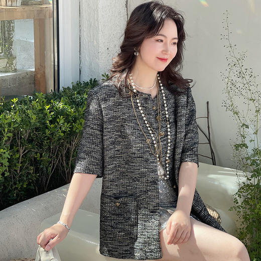 ST.SANLI【成衣系列】高级小香风极简廓形的短袖外套GA123A26 商品图2