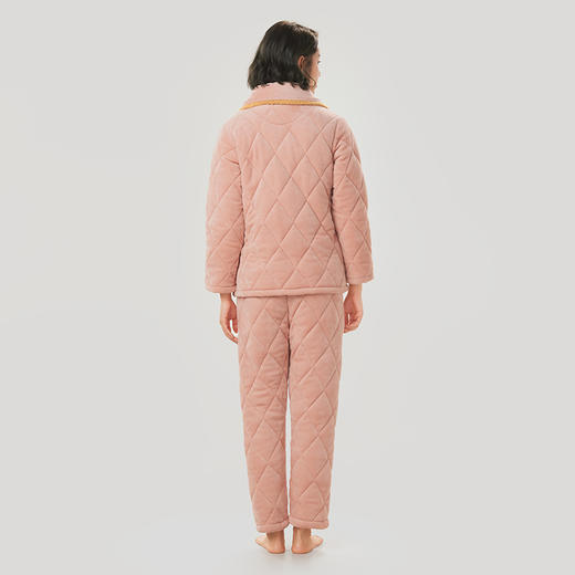 都市丽人法兰绒夹棉女士加厚款长袖长裤类家居服套装LH31F3 商品图3