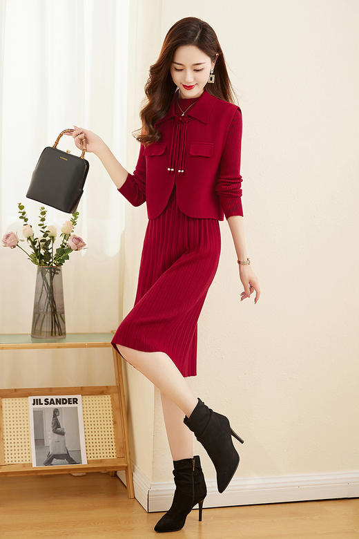 洋气新中式小西装马甲款，气质两件套连衣裙HR-YBER328 商品图8