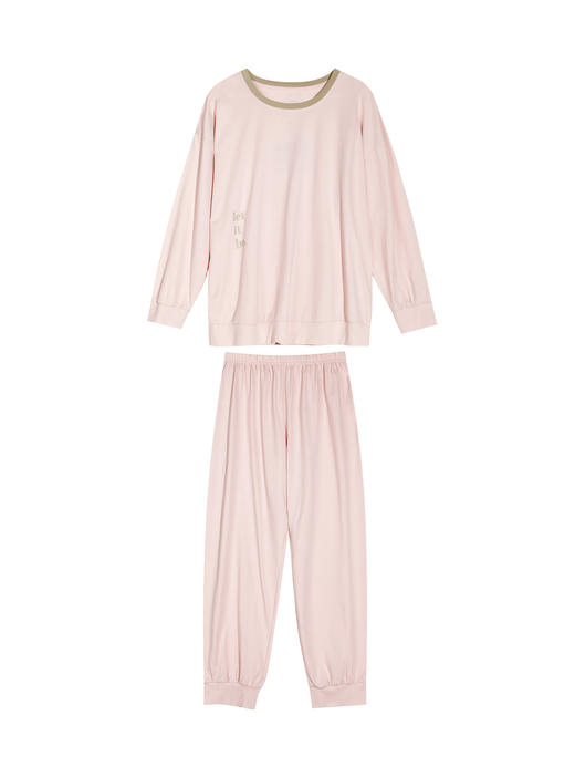 【79元限时秒杀】【秀黛】女圆领撞色长袖套装女棉睡衣居家服H3551011T【专柜同款】 商品图1