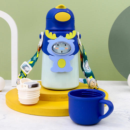 【奥式体型，长效保温保冷！】卡通小鹿真空316不锈钢水杯 学生鹿角带吸管弹跳杯便携儿童保温杯lmzb 商品图5