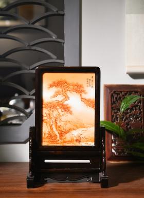 矾红岁寒三友插屏