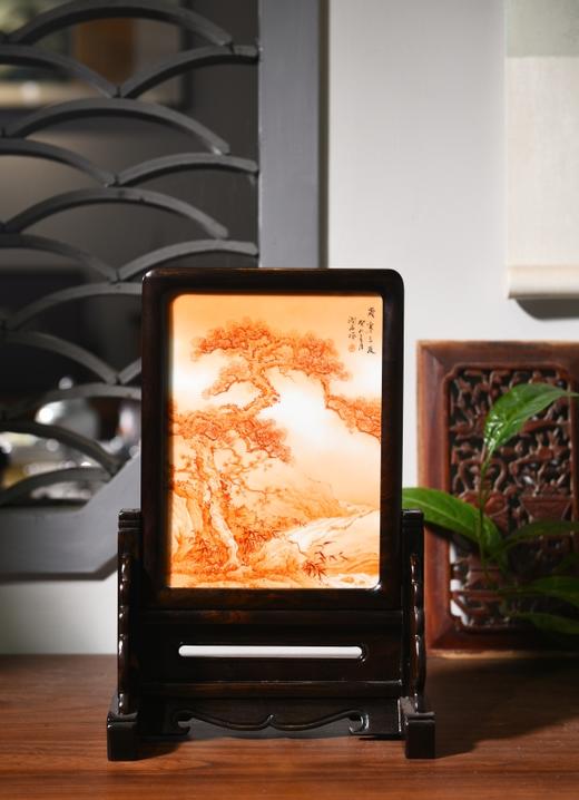 矾红岁寒三友插屏 商品图0