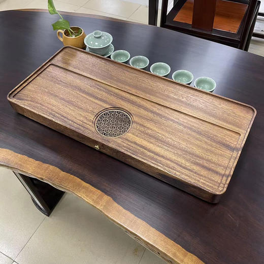 龙福-胡桃木芳华茶盘家用整块原实木中式现代排水式茶台(约73*29*4.5cm) 商品图5