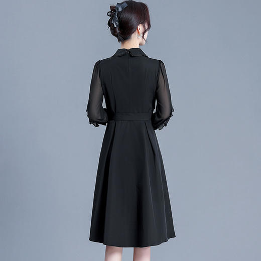 系带修身时尚连衣裙，娃娃领长袖气质A字裙QYM-DFN-A3010-L 商品图2