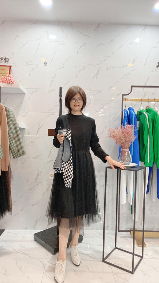 C6205        法式气质休闲减龄小香风马甲+拼接网纱裙两件套套裙（特价不退换） 商品图2