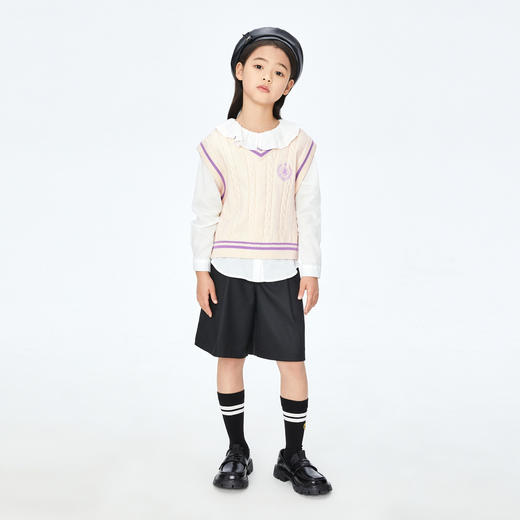 【实体店同款】女童装毛衣背心秋新款学院针织衫安奈儿童装AG332524 商品图4