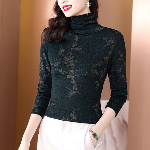 KQL-B41N667加绒加厚打底衫女2022新款洋气秋季高领保暖内搭修身秋冬T恤 商品图3